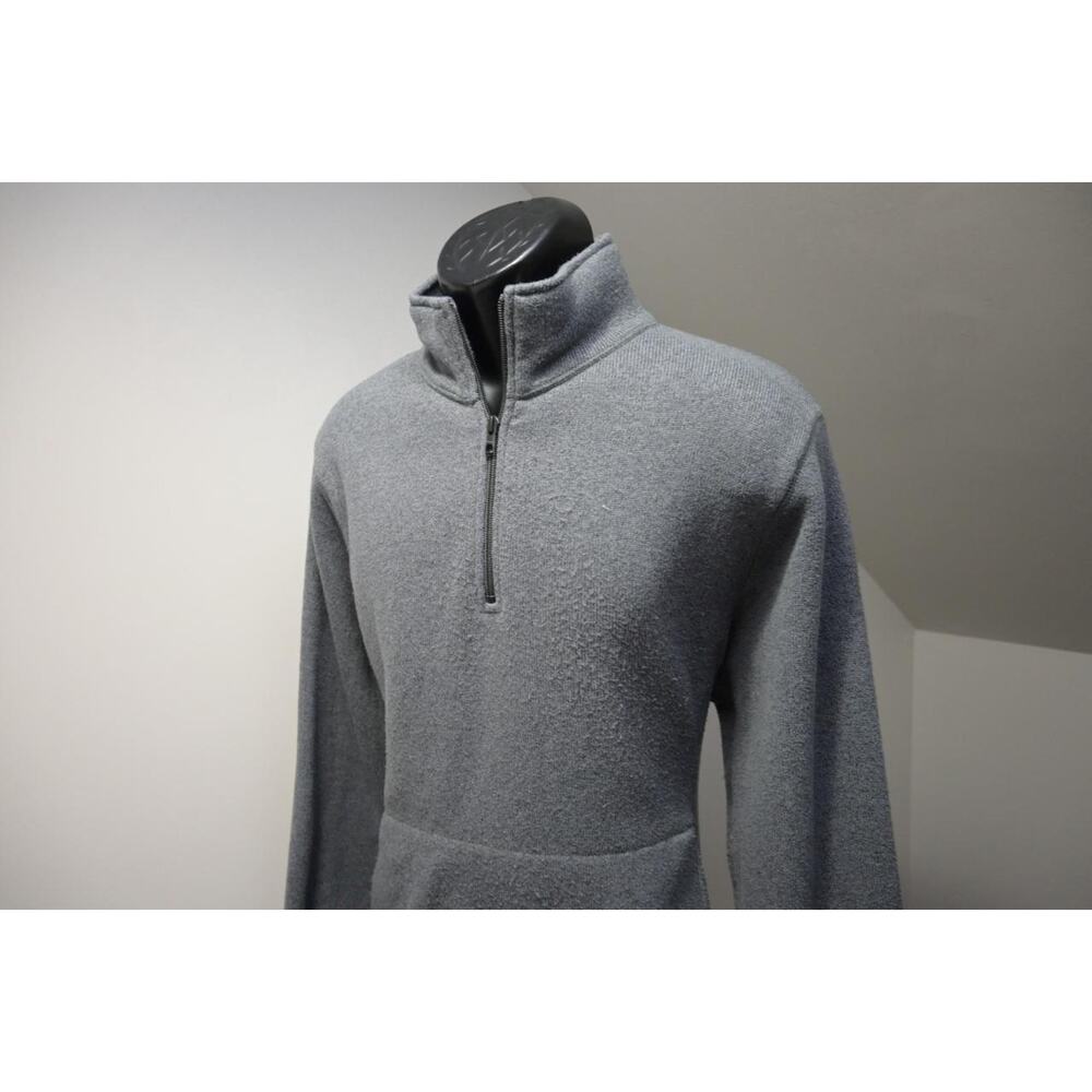J Crew Sporting Goods 1/4 Zip Fleece Sweater Gray Casual Prep Mens Sz Large